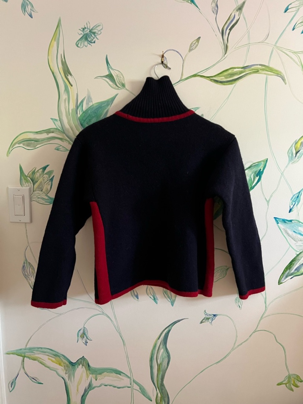 Armani Women’s navy & Red Turtleneck Knit Sweater